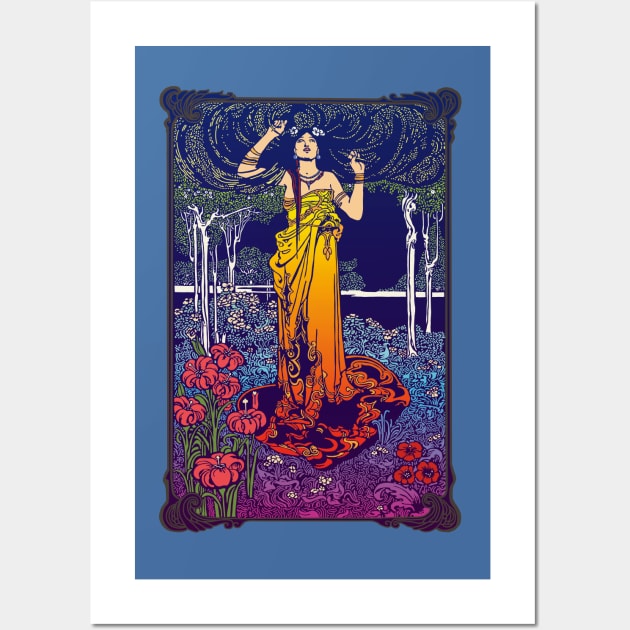 Art Nouveau Lady (orange/pink) Wall Art by Soth Studio